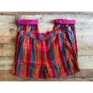 Sundance Flannel Pajama Pants XL 100% Cotton Plaid Red Boho Lounge Sleepwear